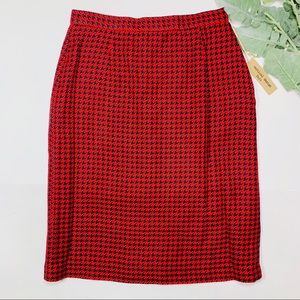 VERTICAL DESIGN SUIT Red Houndstooth Pencil Skirt